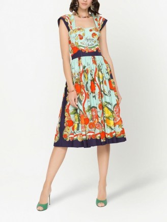 Dolce & Gabbana fruit-print A-line dress / womens vintage style designer fashion / printed retro look cap sleeve cotton dresses / FARFETCH
