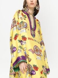 Dolce & Gabbana graphic-print kaftan / luxury silk printed food themed kaftans / womens designer slogan print fashion / FARFETCH