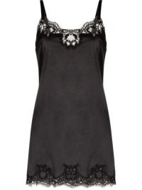 Dolce & Gabbana lace-panel sleeveless dress | cami strap LBD | designer mini length slip dresses | FARFETCH