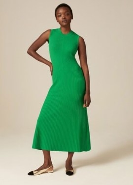 ME and EM Fashioned Rib A-Line Knit Dress in Island Green / Parakeet ~ ribbed sleeveless dresses ~ women’s chic minimalist clothes - flipped