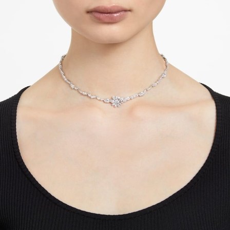 SWAROVSKI Gema necklace Flower, White, Rhodium plated ~ floral necklaces ~ crystal jewellery