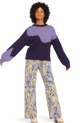 gorman PETAL JUMPER PURPLE | women’s tonal colourblock jumpers | womens non-mulesed merino and alpaca wool blend knitwear - flipped