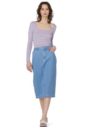 gorman LILA DENIM SKIRT in Blue | women’s organic cotton skirts | womens stylish wardrobe essentials | dress up or down fashion