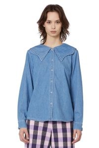 gorman LILA PETAL SHIRT in Blue | women’s organic cotton oversized collar shirts | womens denim wardrobe essentials
