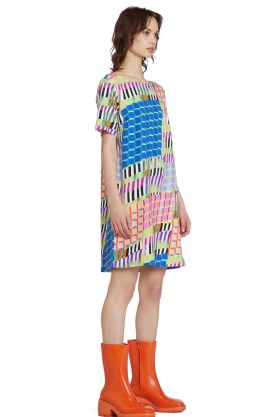 gorman BLOCK PARTY SWING DRESS – womens organic cotton mixed print dresses – women’s multi print fashion - flipped