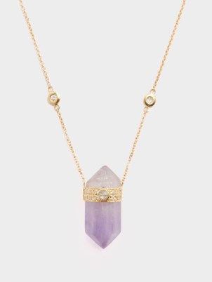 JACQUIE AICHE Aura diamond, amethyst & 14kt gold necklace ~ MATCHESFASHION ~ fine jewellery ~ luxe pendant necklaces ~ beautiful pendants - flipped