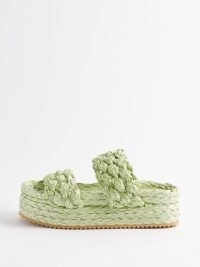 DODO BAR OR Dodostock raffia flatform sandals in green – women’s woven double strap flatforms – MATCHESFASHION – womens casual summer shoes