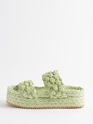 DODO BAR OR Dodostock raffia flatform sandals in green – women’s woven double strap flatforms – MATCHESFASHION – womens casual summer shoes
