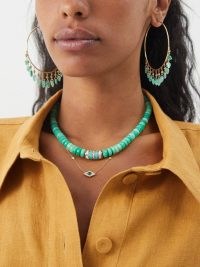 JACQUIE AICHE Geom opal, chrysoprase & 14kt gold necklace ~ women’s fine jewellery MATCHESFASHION ~ luxe green beaded necklaces