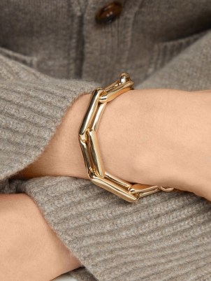 LAUREN RUBINSKI Square-link XL 14kt gold bracelet – womens chunky chain linked bracelets – women’s fine jewellery – MATCHESFASHION - flipped