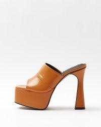 RIVER ISLAND ORANGE PLATFORM MULES | chunky open toe platforms | 70s style high heel mule sandals | women’s retro footwear | womens 1970s inspired fashion