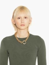 JW ANDERSON OVERSIZED LOOPS MULTI-LINK NECKLACE in Gold/Silver Tone – women’s chunky brass chain necklaces – womens contemporary designer jewellery