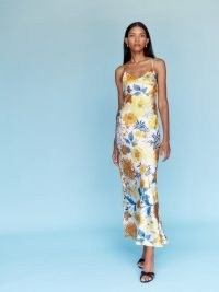 Reformation Parma Silk Dress in Livia / silky floral ankle length slip dresses / slinky cami shoulder strap fashion / luxe clothing