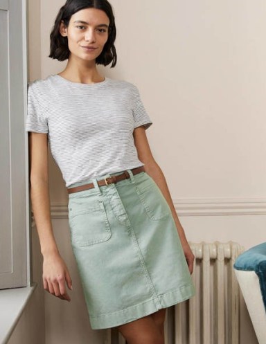 Boden Patch Pocket Skirt Iceberg Green – casual A-line skirts – women’s wardrobe essentials - flipped
