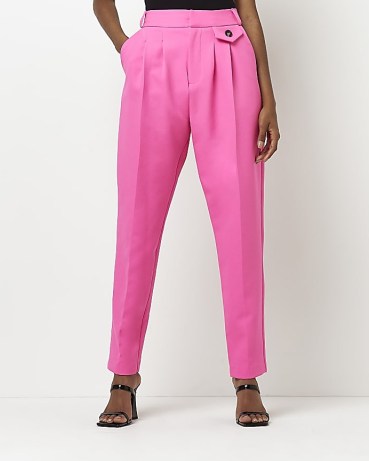 RIVER ISLAND PINK PLEATED TAPERED TROUSERS - flipped