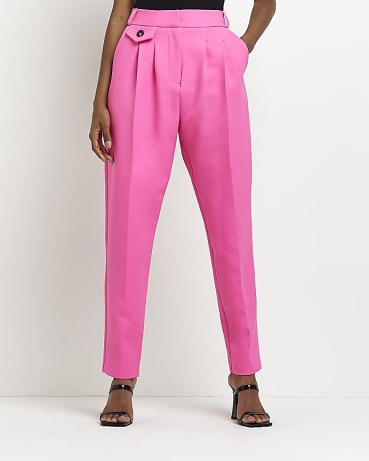 RIVER ISLAND PINK PLEATED TAPERED TROUSERS