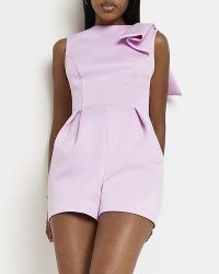 RIVER ISLAND PINK SATIN BOW DETAIL PLAYSUIT ~ open back playsuits ~ womens all-in-one evening fashion
