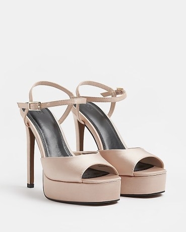 River Island PINK SKINNY HEEL PLATFORM SHOES | luxe style party platforms | women’s on-trend evening shoes - flipped