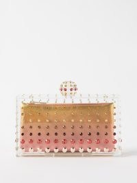 AQUAZZURA Tequila crystal-embellished ombré resin clutch bag / luxe transparent occasion box bags / women’s luxury designer evening accessories with crystals / MATCHESFASHION / clear party clutch