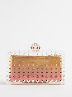 AQUAZZURA Tequila crystal-embellished ombré resin clutch bag / luxe transparent occasion box bags / women’s luxury designer evening accessories with crystals / MATCHESFASHION / clear party clutch - flipped