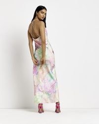 RIVER ISLAND PURPLE TIE DYE MAXI DRESS ~ strappy back detail dresses ~ women’s going out fashion