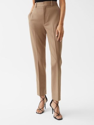 REISS MARA SLIM LEG TAILORED TROUSERS CAMEL ~ womens chic neutral brown workwear pants ~ women’s fashion essentials - flipped