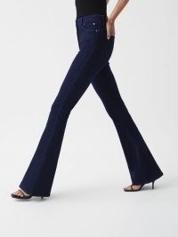 REISS PERRY CONTOUR HIGH RISE FLARED JEANS DARK BLUE ~ women’s contouring denim flares ~ essential casual weekend fashion ~ stylish wardrobe essentials