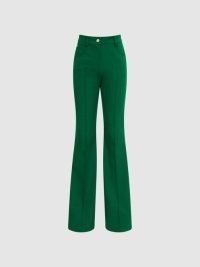 REISS FLO FLARED TROUSERS DARK GREEN ~ women’s front seamed flares ~ womens fashion essentials