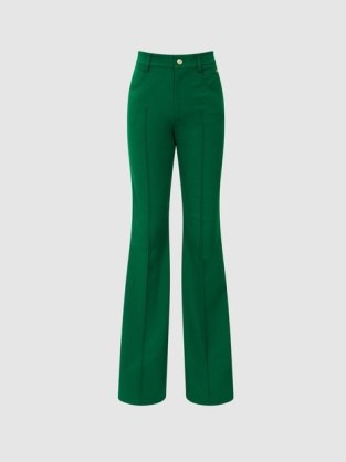 REISS FLO FLARED TROUSERS DARK GREEN ~ women’s front seamed flares ~ womens fashion essentials - flipped