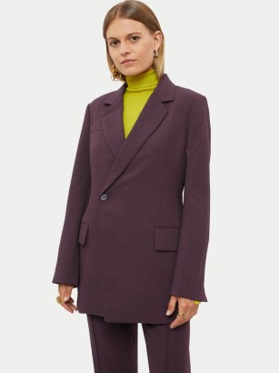 JIGSAW Ryedale Textured Jacket in Oxblood / women’s smart workwear jackets / dark red autumn colours / womens burgundy outerwear - flipped