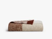 PARACHUTE Soft Cotton Throw in raisin, bone and cream ~ neutral soft furnishings ~ sofa accessories ~ classic check print throws for the bedroom