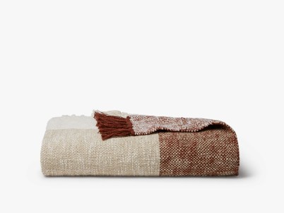 PARACHUTE Soft Cotton Throw in raisin, bone and cream ~ neutral soft furnishings ~ sofa accessories ~ classic check print throws for the bedroom - flipped