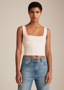 ME and EM Square Neck Bra Top Fresh White – sleeveless square neck crop tops – women’s on-trend casual clothes - flipped