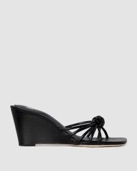 PAIGE Sydney Wedge – Black Leather | wedges with front knot | womens wedged sandals