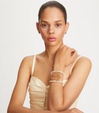 Tory Burch TWISTED MILLER CUFF in Tory Gold | French Cream / womens designer statement cuffs / women’s chic contemporary jewellery