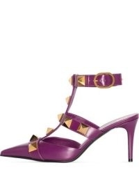 VALENTINO GARAVANI 80mm Roman-stud pumps in purple ~ women’s studded footwear ~ farfetch ~ womens designer shoes