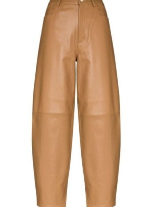 Wandler Chamomile high-waist trousers in camel brown ~ women’s leather fashion at FARFETCH ~ barrel leg
