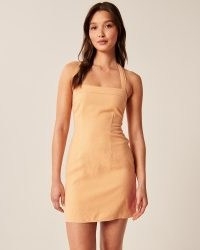 Abercrombie & Fitch Halter Linen-Blend Mini Dress – orange halterneck dresses