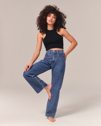 Abercrombie & Fitch High Rise Loose Jean Dark Wash | women’s blue denim jeans