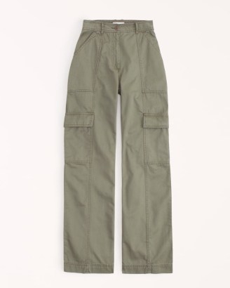Abercrombie & Fitch Relaxed Utility Pants in Green – women’s casual cotton pocket detail trousers – womens utilitarian inspired fashion - flipped