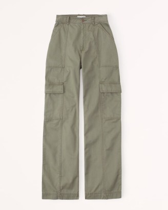 Abercrombie & Fitch Relaxed Utility Pants in Green – women’s casual cotton pocket detail trousers – womens utilitarian inspired fashion
