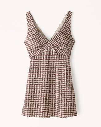 Abercrombie & Fitch Satin Slip Mini Dress Brown Pattern - flipped