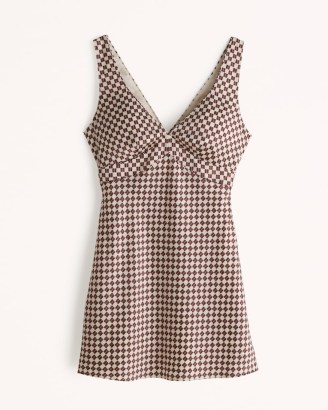 Abercrombie & Fitch Satin Slip Mini Dress Brown Pattern