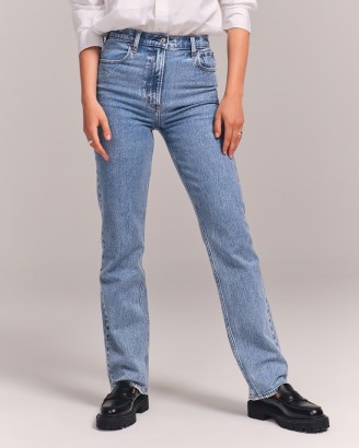 Abercrombie & Fitch Ultra High Rise 90s Straight Jean | blue denim fashion - flipped