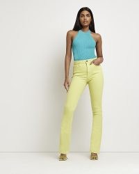 RIVER ISLAND YELLOW HIGH RISE FLARE JEANS | women’s casual denim fashion | womens flares