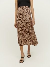 Reformation Bea Skirt in Bobcat / lightweight drapey animal print midi skirts