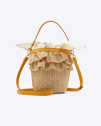 Draper James Beatrice Bucket Bag in Raffia in Natural ~ cute summer crossbody bags