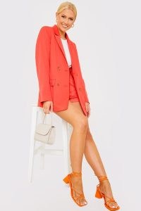 BILLIE FAIERS CORAL DOUBLE BREASTED TAILORED BLAZER ~ women’s bright on-trend blazers ~ womens celebrity inspired jackets