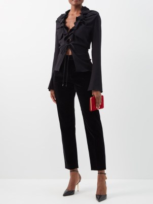 TOM FORD Slim-leg cotton-velvet trousers in black – chic occasion pants ~ women’s designer evening clothes – MATCHESFASHION