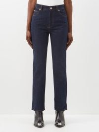 ALEXANDER MCQUEEN High-rise denim slim-leg jeans in blue ~ women’s casual designer denim fashion ~ MATCHESFASHION